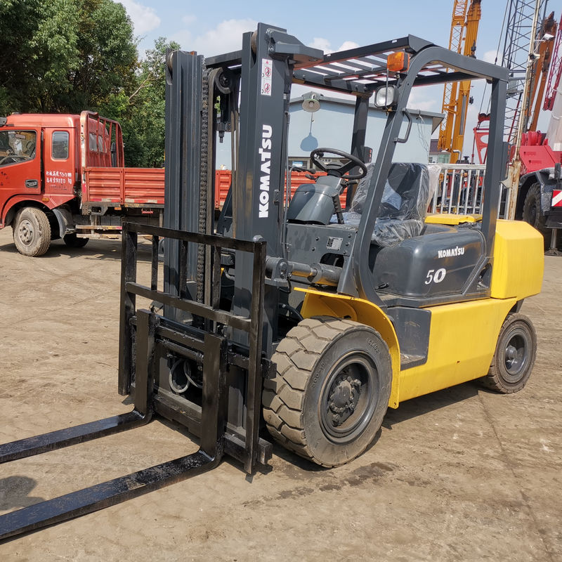 Manual Power Source Japan Komatsu FD50 5 Ton Forklift with Side Shift 3-Stage 2-Stage